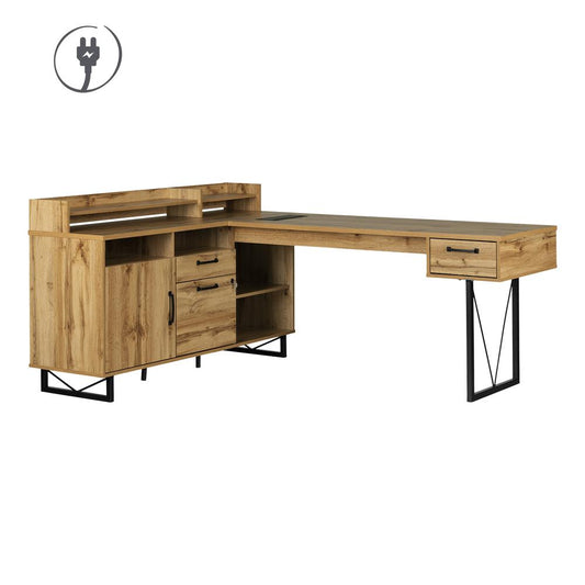 Finneas L-Shaped Desk, Nordik Oak