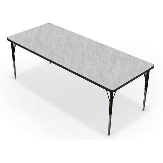 Activity Table - 30"X72" Rectangle - Gray Nebula Top Surface - Black Edgeband