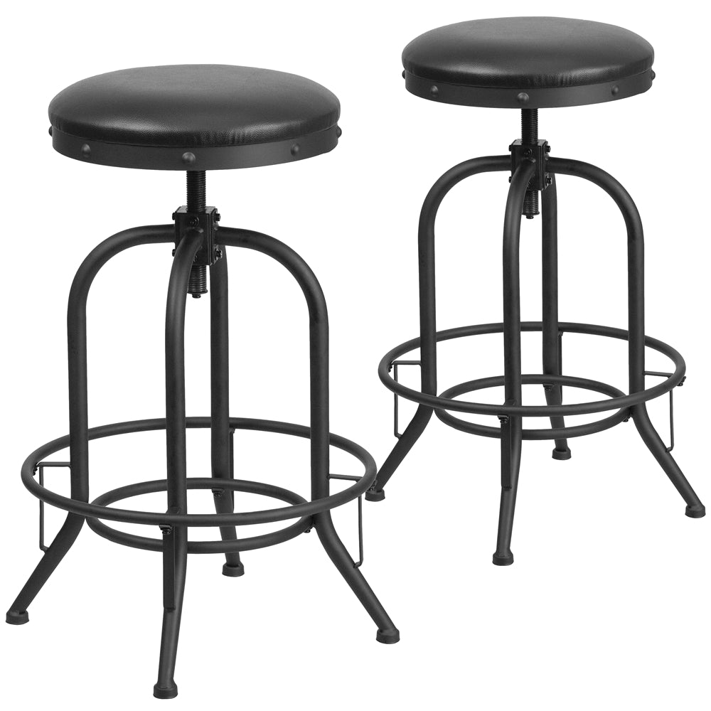 2 Pk. 30'' Barstool with Swivel Lift Black Leather Seat