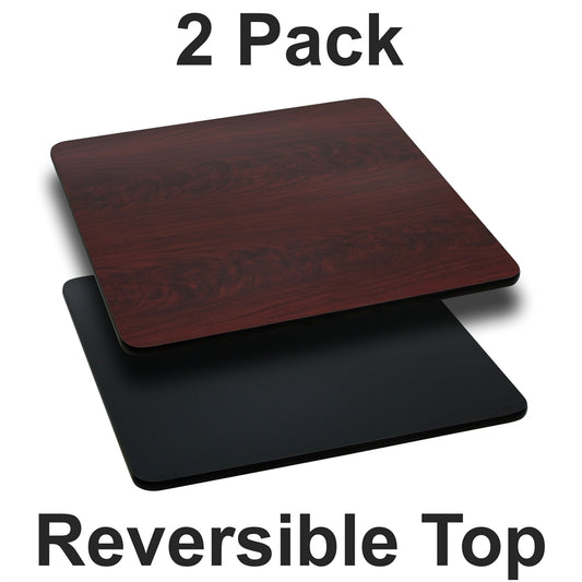 2 Pk. 36'' Square Table Top with Black or Mahogany Reversible Laminate Top