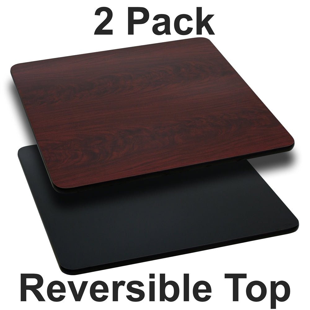 2 Pk. 42'' Square Table Top with Black or Mahogany Reversible Laminate Top