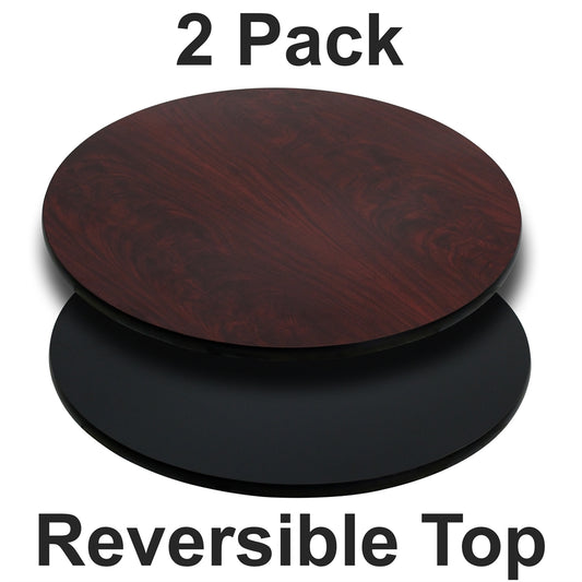 2 Pk. 36'' Round Table Top with Black or Mahogany Reversible Laminate Top