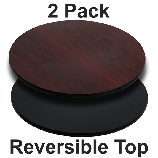 2 Pk. 42'' Round Table Top with Black or Mahogany Reversible Laminate Top