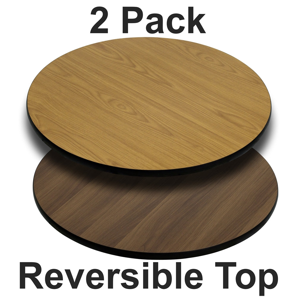 2 Pk. 42'' Round Table Top with Natural or Walnut Reversible Laminate Top