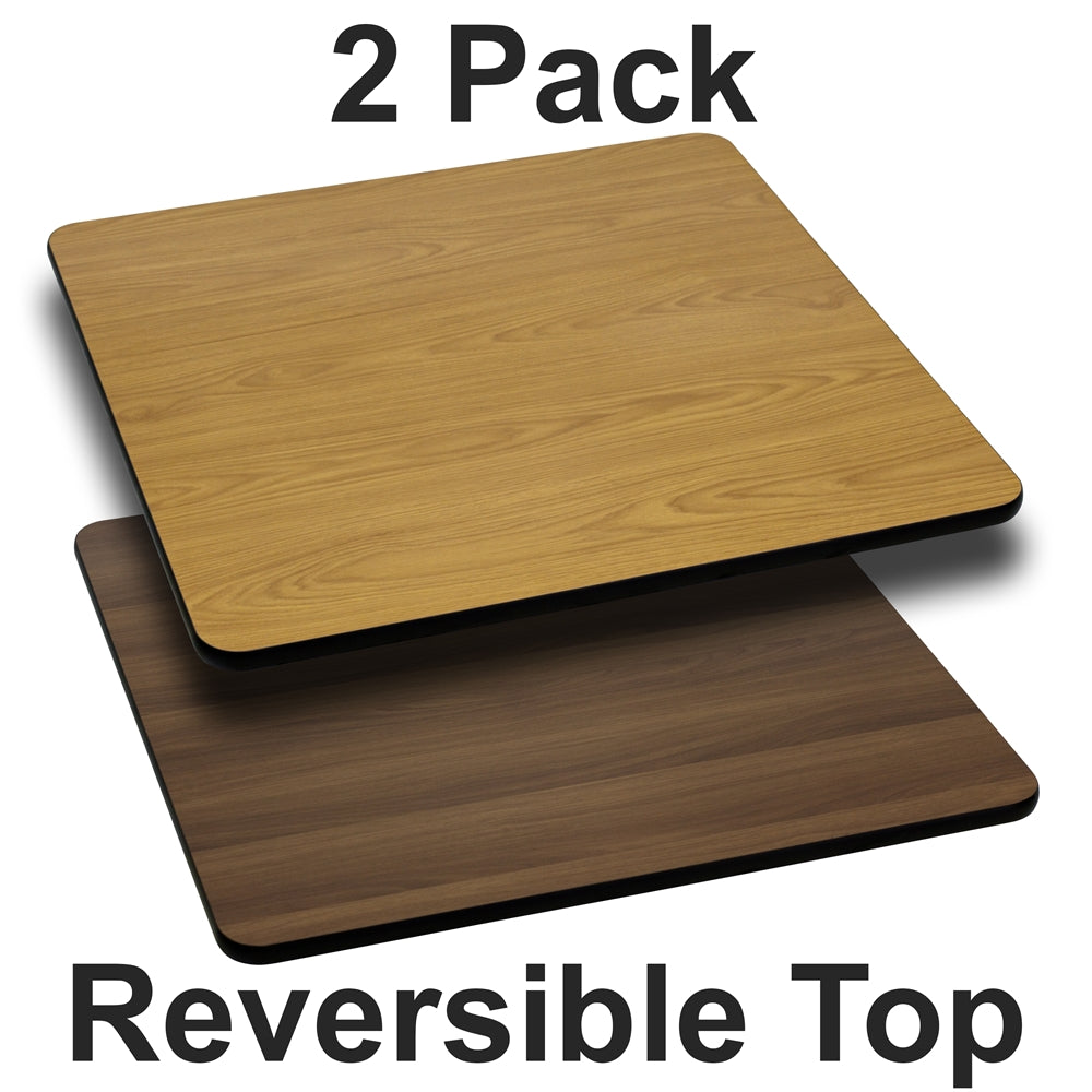 2 Pk. 42'' Square Table Top with Natural or Walnut Reversible Laminate Top