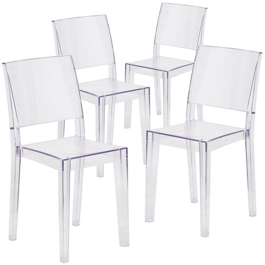 4 Pk. Phantom Series Transparent Stacking Side Chair