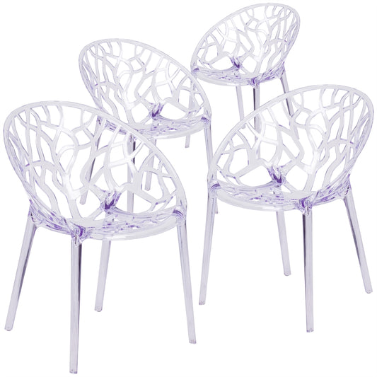 4 Pk. Specter Series Transparent Stacking Side Chair