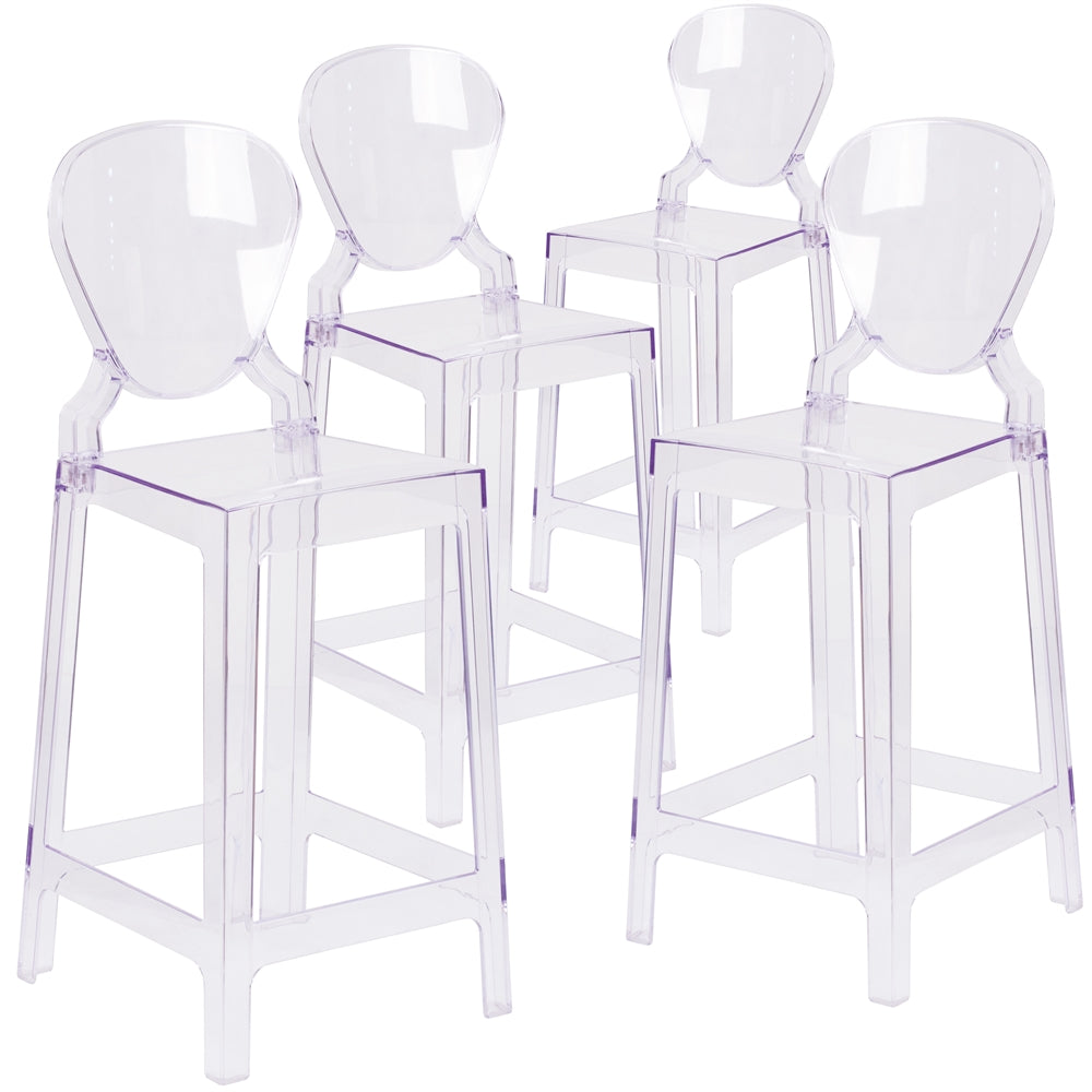 4 Pk. Ghost Counter Stool in Transparent Crystal with Tear Back