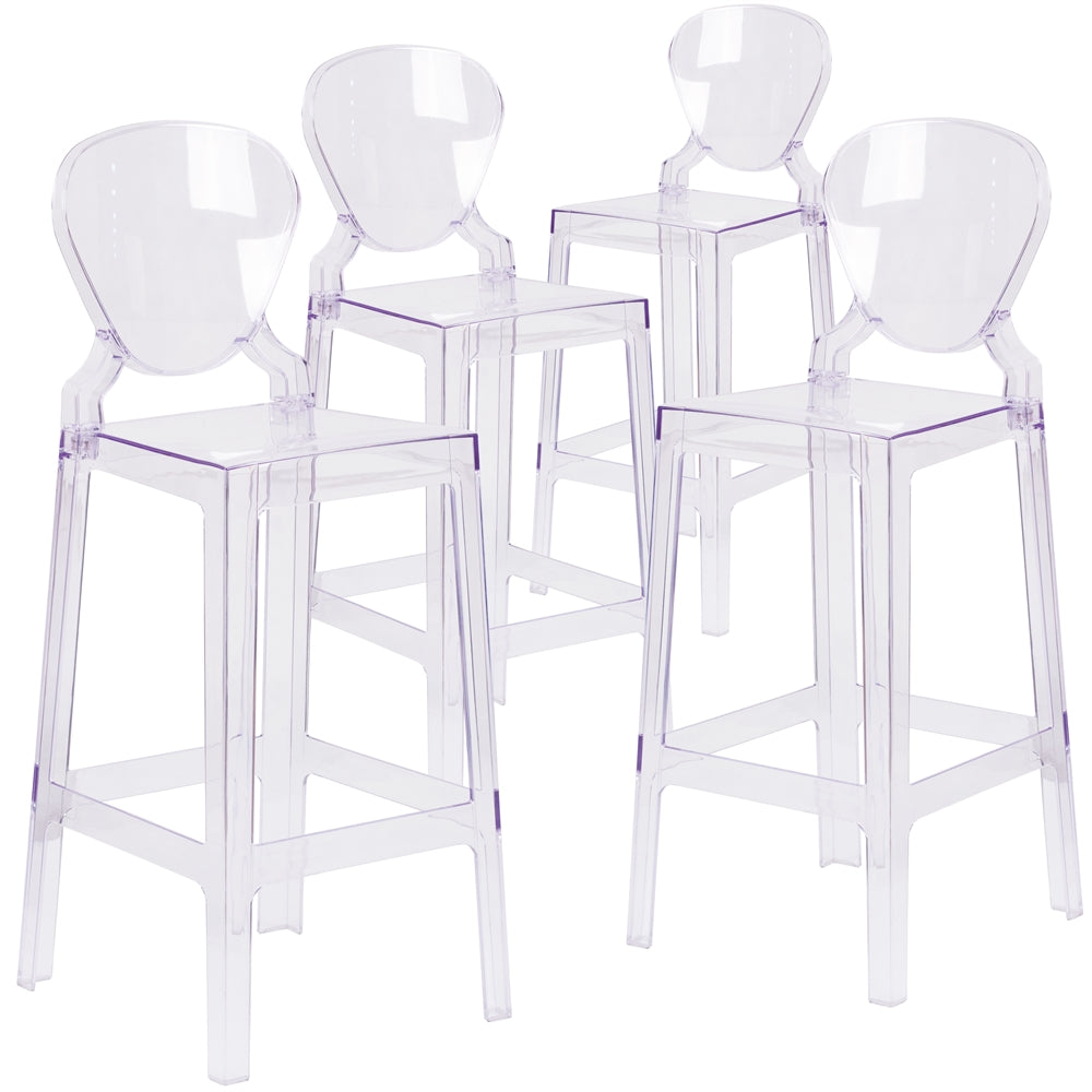 4 Pk. Ghost Barstool in Transparent Crystal with Tear Back