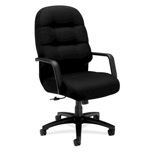 HON Pillow-Soft Executive High-Back Chair | Center-Tilt, Tension, Lock | Fixed Arms | Black Fabric