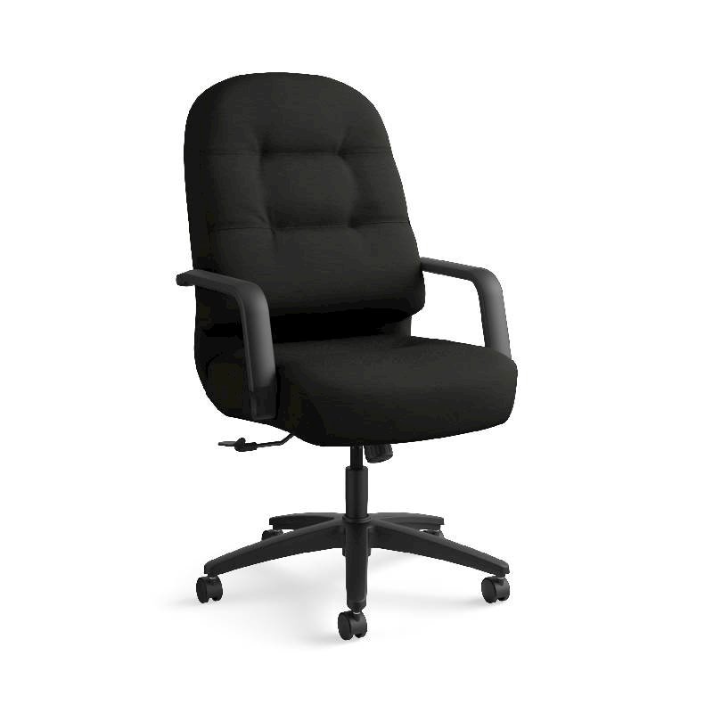 HON Pillow-Soft Executive High-Back Chair | Center-Tilt, Tension, Lock | Fixed Arms | Black Leather