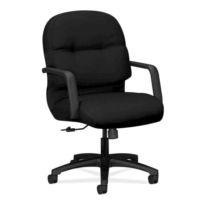 HON Pillow-Soft Mid-Back Task Chair | Center-Tilt, Tension, Lock | Fixed Arms | Black Fabric