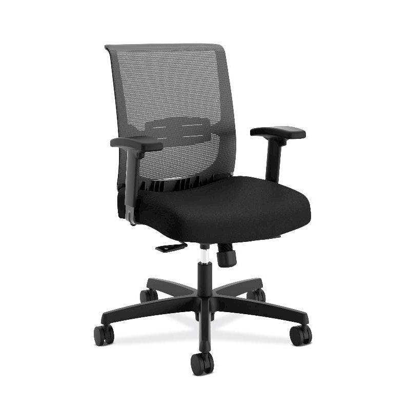 HON Convergence Task Chair | Synchro-Tilt With Seat Slide Control | Height- and Width-Adjustable Arms | Adjustable Lumbar Support | Black Seat Fabric