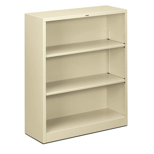 HON Brigade Steel Bookcase | 3 Shelves | 34-1/2"W x 12-5/8"D x 41"H | Putty Finish