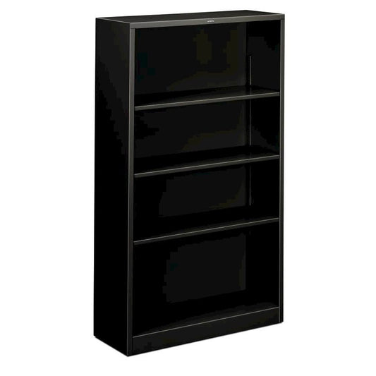 HON Brigade Steel Bookcase | 4 Shelves | 34-1/2"W x 12-5/8"D x 59"H | Black Finish