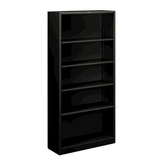 HON Brigade Steel Bookcase | 5 Shelves | 34-1/2"W x 12-5/8"D x 71"H | Black Finish