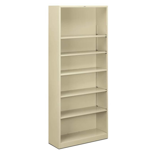 HON Brigade Steel Bookcase | 6 Shelves | 34-1/2"W x 12-5/8"D x 81-1/8"H | Putty Finish