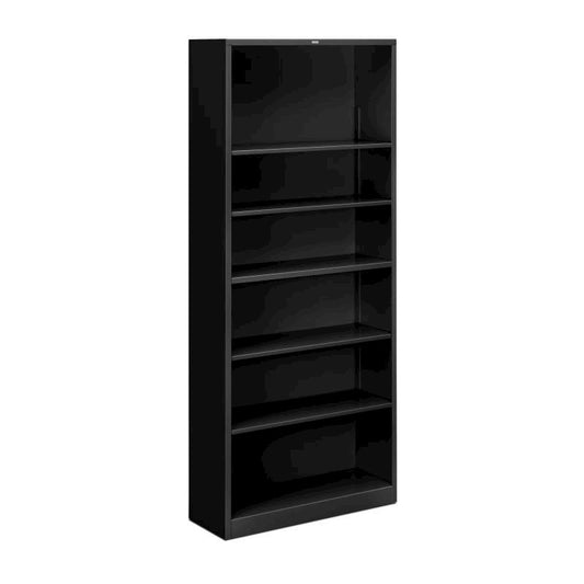 HON Brigade Steel Bookcase | 6 Shelves | 34-1/2"W x 12-5/8"D x 81-1/8"H | Black Finish