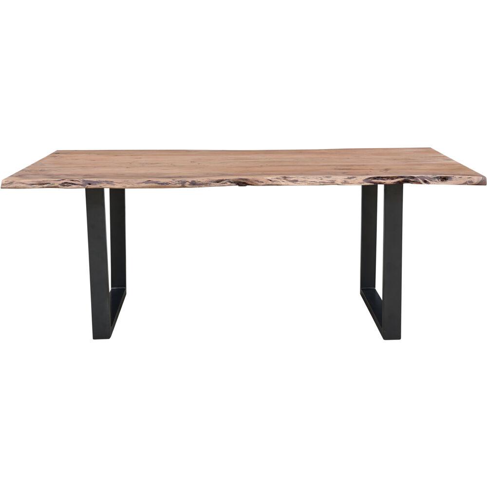 Aya Acacia Wood and Iron Dining Table, 79"Wx38"Dx30"H