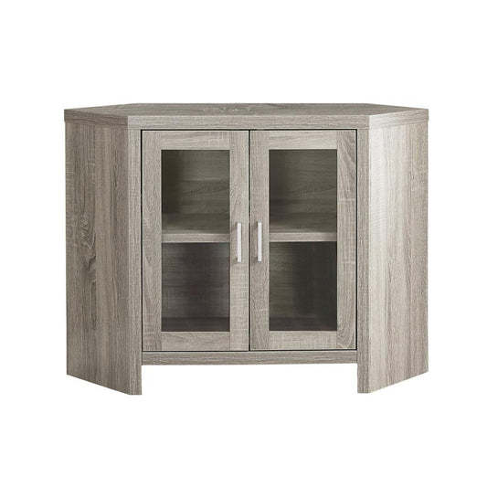 TV STAND - 42"L / DARK TAUPE CORNER WITH GLASS DOORS