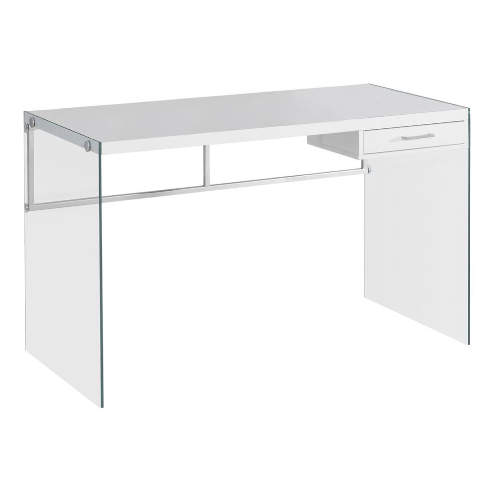 COMPUTER DESK - 48"L / GLOSSY WHITE / TEMPERED GLASS