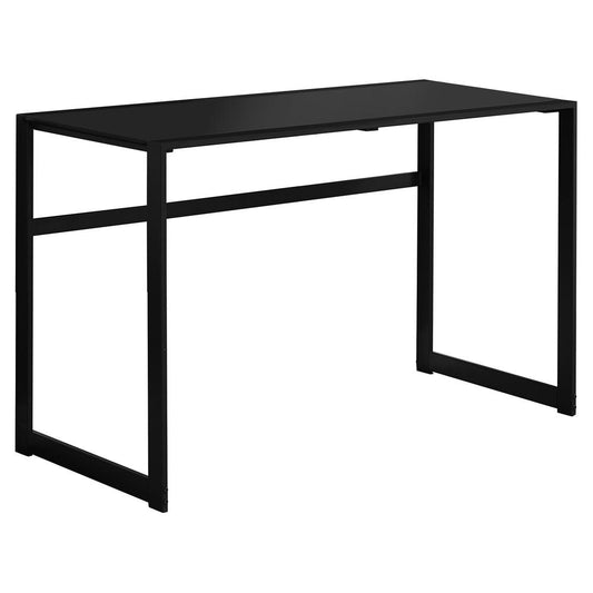 COMPUTER DESK - 48"L / BLACK METAL / BLACK TEMPERED GLASS