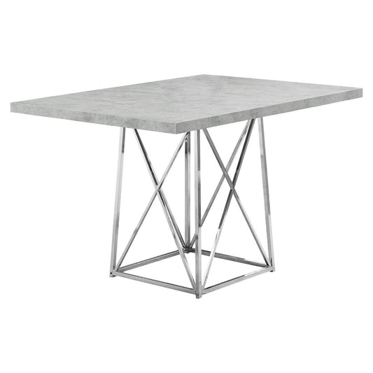 DINING TABLE - 36"X 48" / GREY CEMENT / CHROME METAL