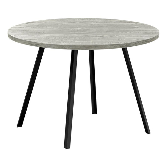 DINING TABLE - 48""DIA/ GREY RECLAIMED WOOD / BLACK METAL"