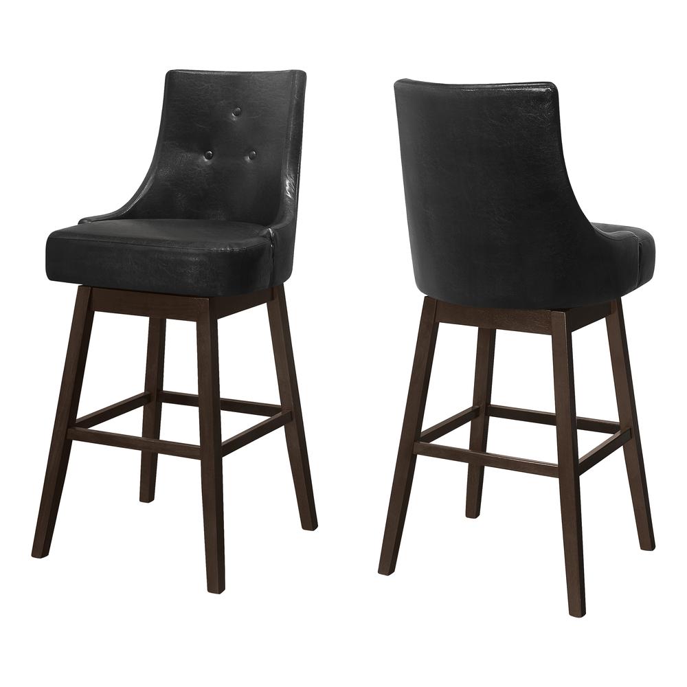 BARSTOOL - 2PCS / 46""H / BLACK LEATHER-LOOK / SWIVEL"