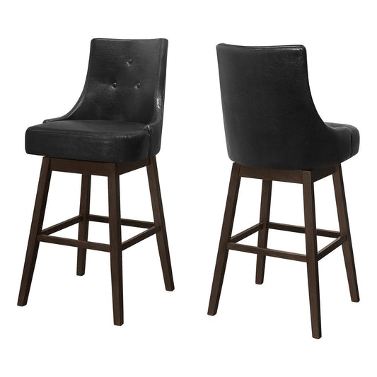 BARSTOOL - 2PCS / 46""H / BLACK LEATHER-LOOK / SWIVEL"