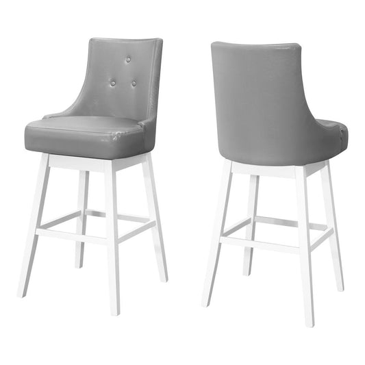 BARSTOOL - 2PCS / 46""H / GREY LEATHER-LOOK / SWIVEL "