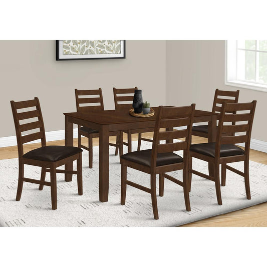 "Dining Table 60"" Rectangular Veneer Top Solid Wood Legs