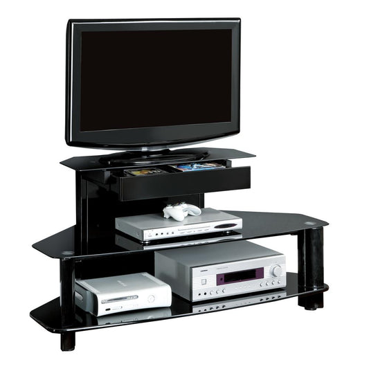 Tv Stand - 48"L / Glossy Black Wood / Metal / Tempered