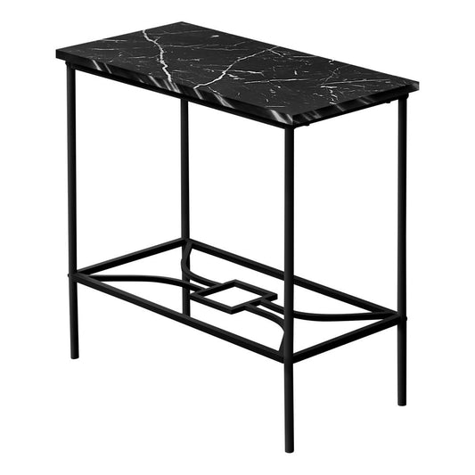 ACCENT TABLE - 22"H / BLACK MARBLE / BLACK METAL