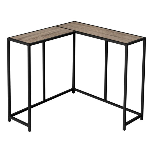 ACCENT TABLE - 36"L / DARK TAUPE / BLACK CORNER CONSOLE