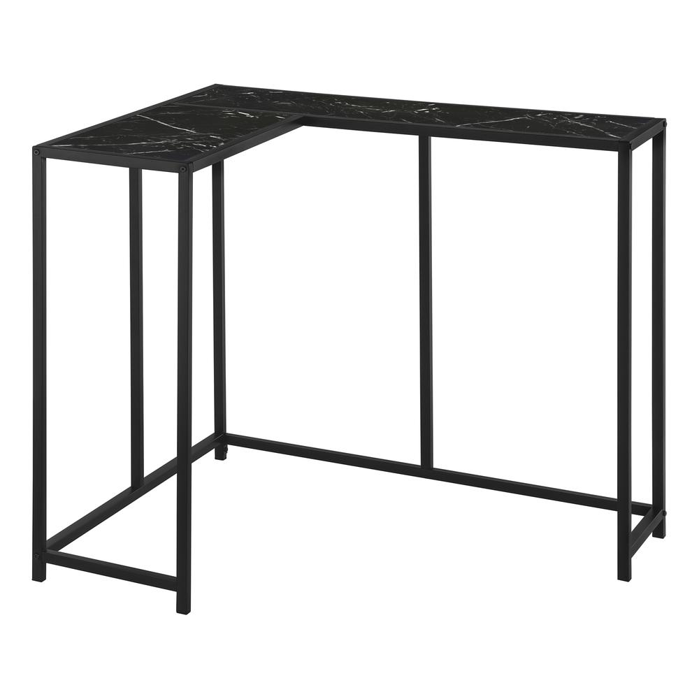 ACCENT TABLE - 36"L / BLACK MARBLE / BLACK CORNER CONSOLE