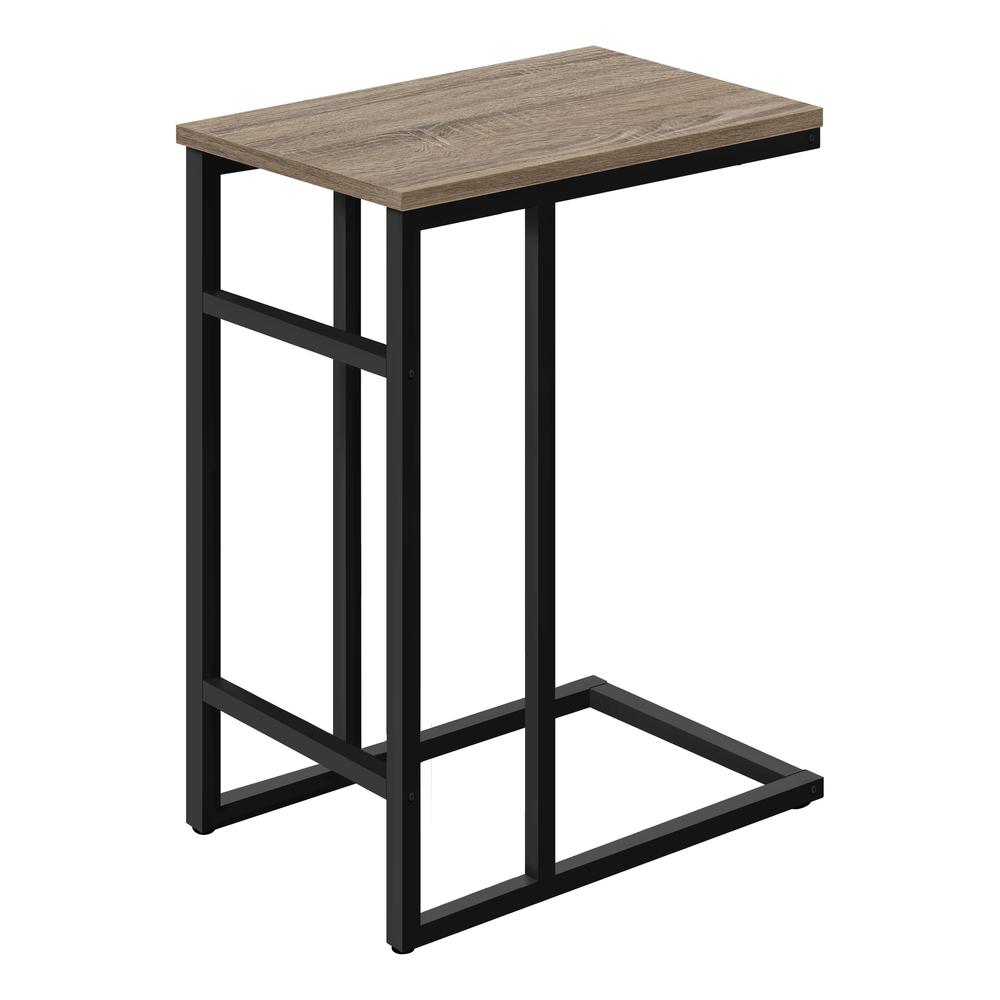 ACCENT TABLE - 24"H / DARK TAUPE / BLACK METAL