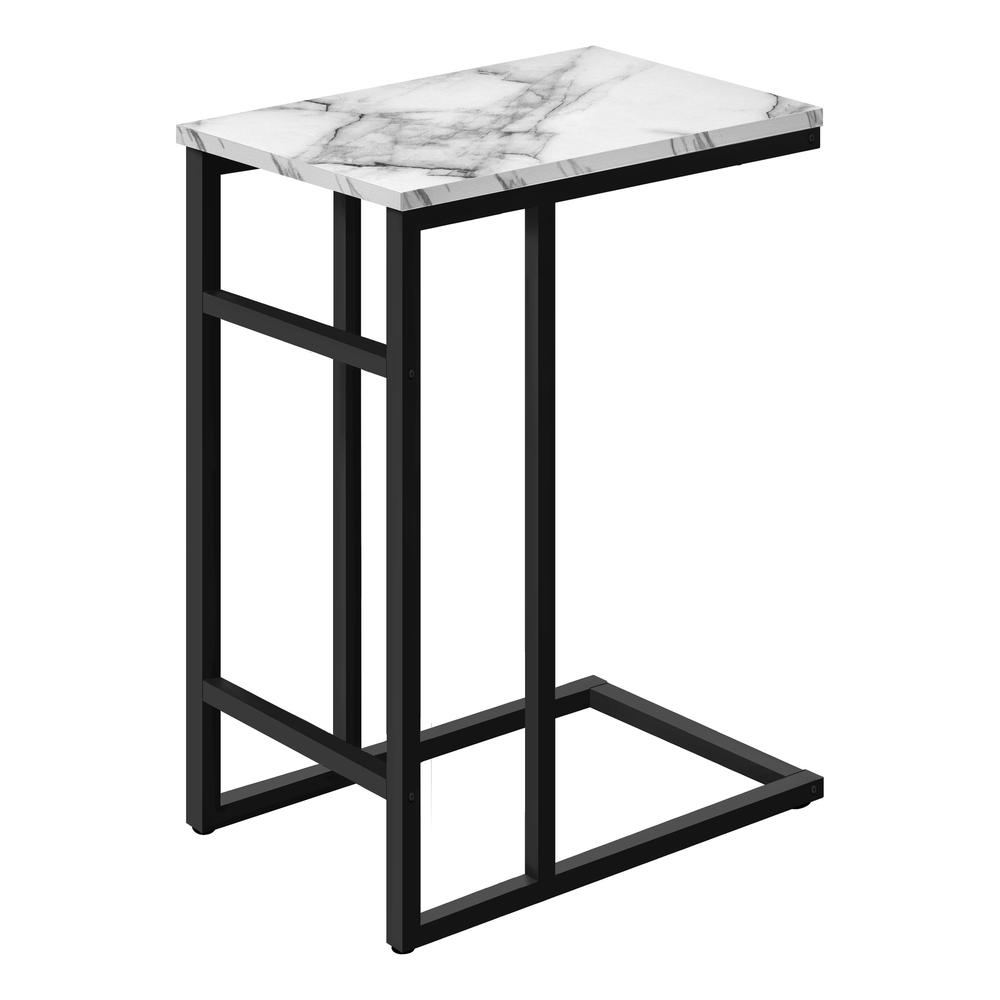 ACCENT TABLE - 24"H / WHITE MARBLE / BLACK METAL