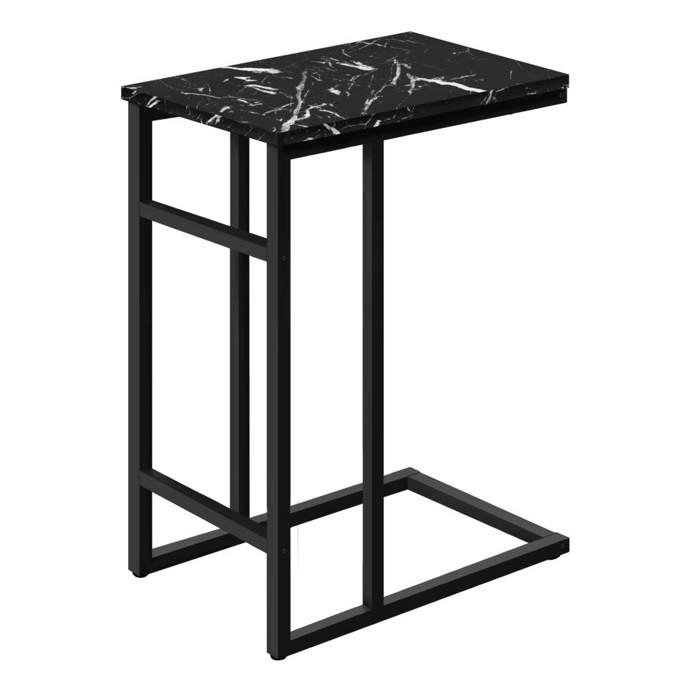 ACCENT TABLE - 24"H / BLACK MARBLE / BLACK METAL