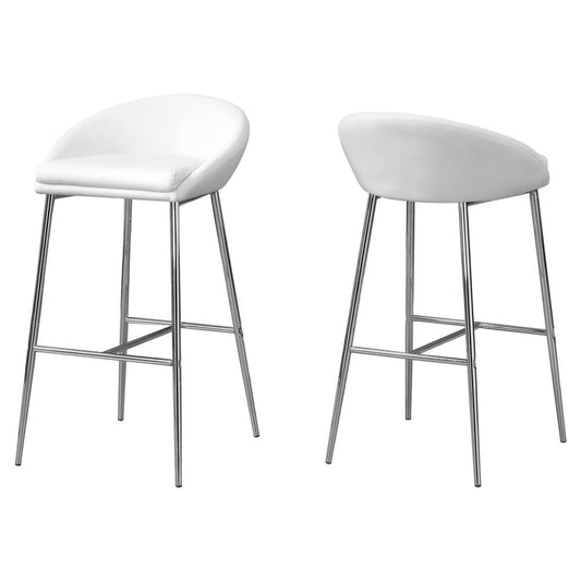 BARSTOOL - 2PCS / WHITE / CHROME BASE / BAR HEIGHT