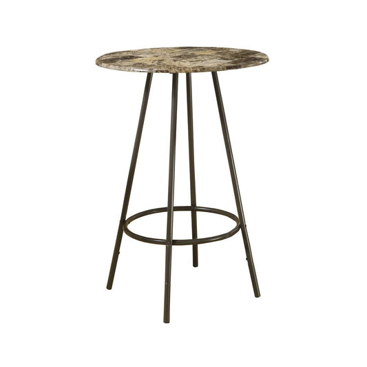 HOME BAR - 30"DIA / CAPPUCCINO MARBLE / COFFEE METAL