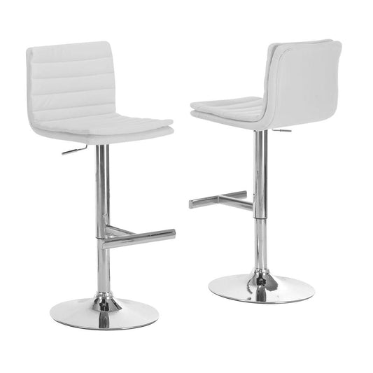 BARSTOOL - 2PCS / WHITE / CHROME METAL HYDRAULIC LIFT