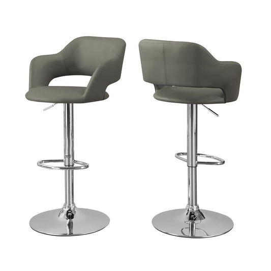 BARSTOOL - LIGHT GREY / CHROME METAL HYDRAULIC LIFT