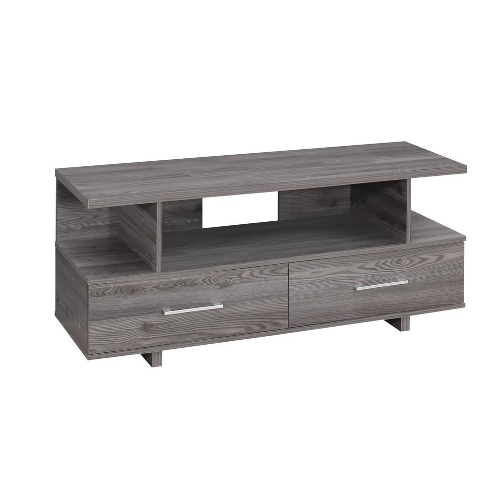 TV STAND - 48"L / GREY WITH 2 STORAGE DRAWERS