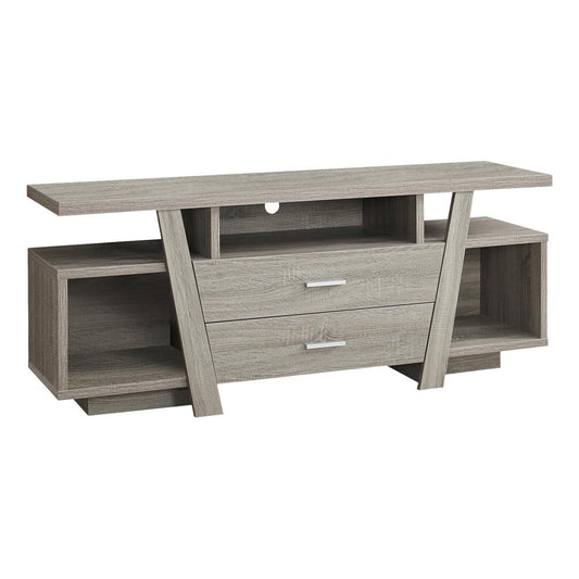 TV STAND - 60"L / DARK TAUPE WITH 2 STORAGE DRAWERS