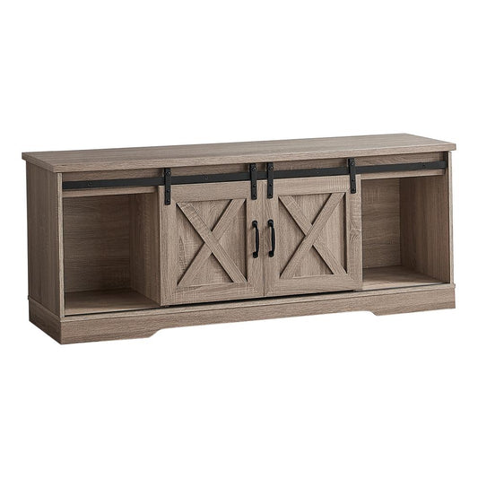 Tv Stand - 60"L / Dark Taupe With 2 Sliding Doors