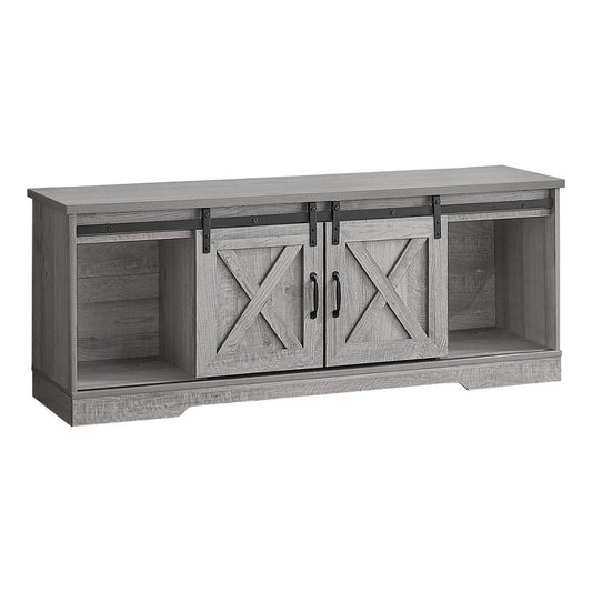 Tv Stand - 60"L / Grey With 2 Sliding Doors