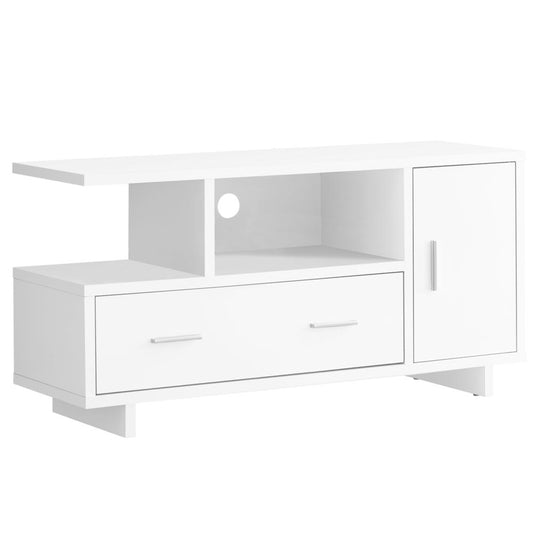 TV STAND - 48"L / WHITE WITH STORAGE