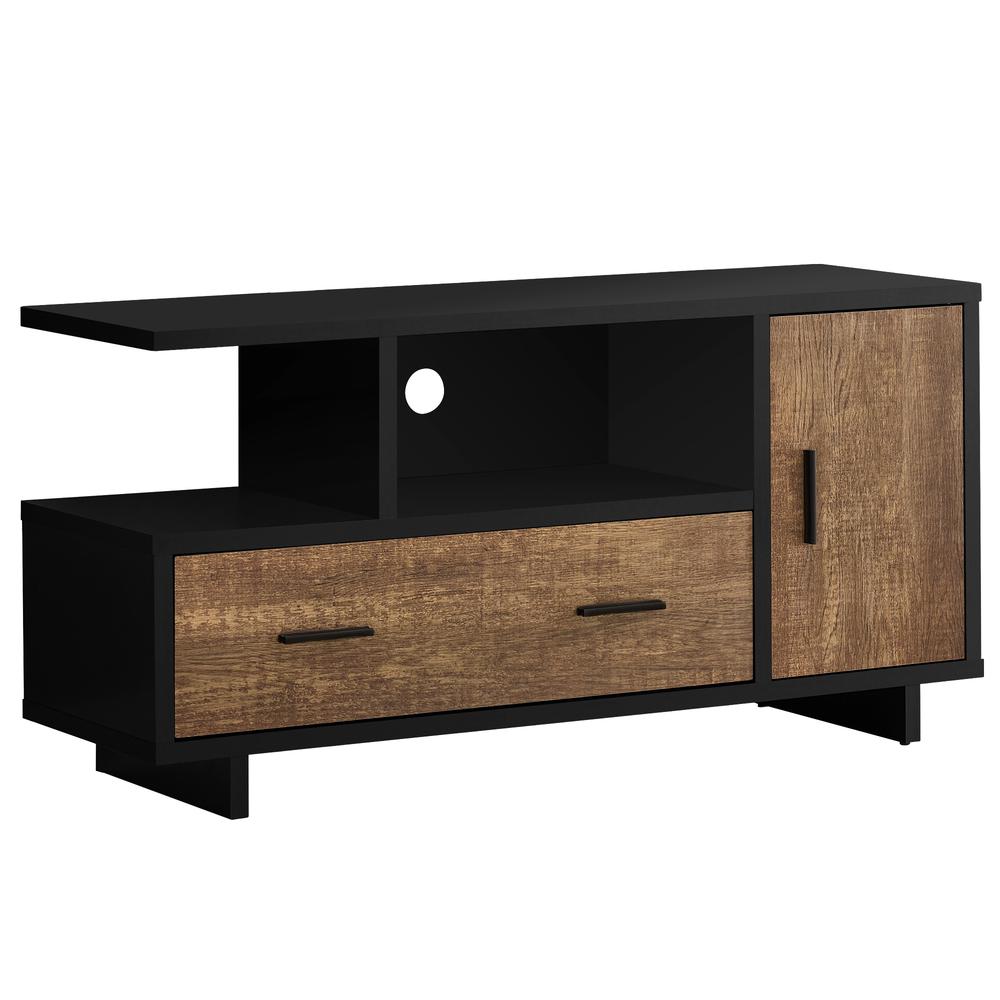 TV STAND - 48"L / BLACK / BROWN RECLAIMED WOOD-LOOK