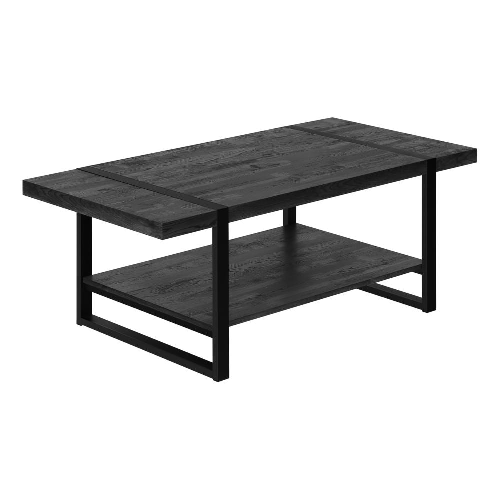 COFFEE TABLE - BLACK RECLAIMED WOOD-LOOK / BLACK METAL